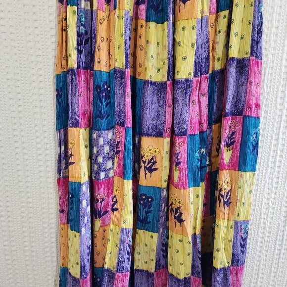 Vintage Patchwork Boho Bright Colorful Flowy Skirt Women's Size Small - Picture 9 of 12